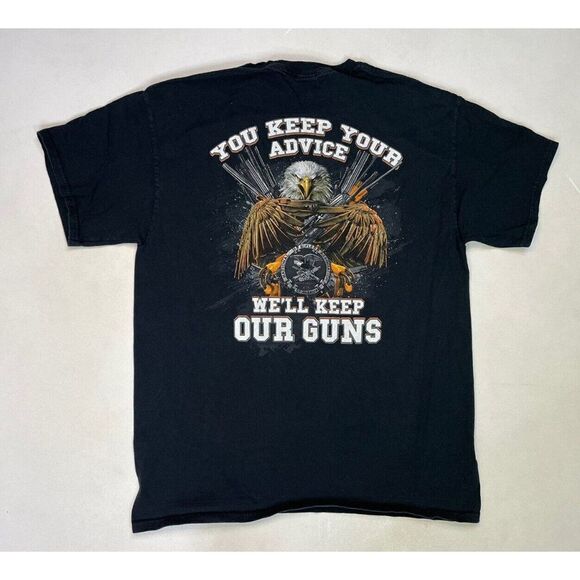 NRA We'll Keep Our Guns Eagle Graphic T-shirt Men Large Black Short Sleeve - Picture 1 of 6